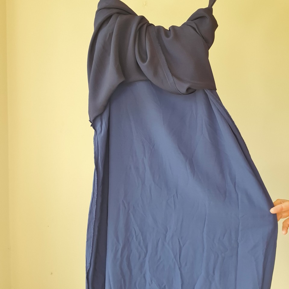 Alpha60 Diamond Strap Midi Dress S Layered Navy Blue Slip Straight