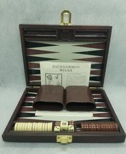 VTG 1970's Mini 9" x 6.75" Travel Magnetic Backgammon Set Game Faux Leather Case