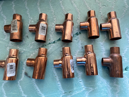 10X Streamline 3/4-in x 1/2-in x 1/2-in Copper Reducing Tee Fitting (Lot of 10)