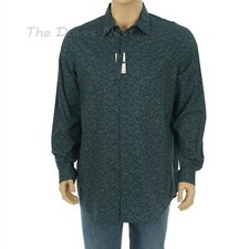PERRY ELLIS Men's XLT Big  Tall GREEN  BLUE FLORAL Print SHIRT Long Sleeve