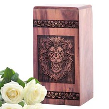 Lion Wooden Adult Urn For Ashes - Perfect for Mother or Father Memorials