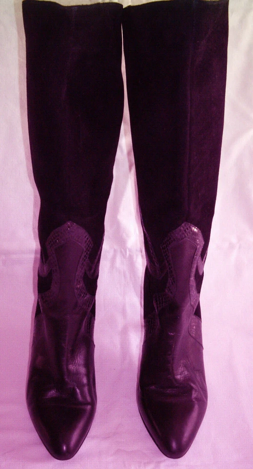 BOTTES PETER KAISER NUBUCK et CUIR VERNIS - Taille 38.5 - Talons 9 cm - NOIR - Photo 3/4