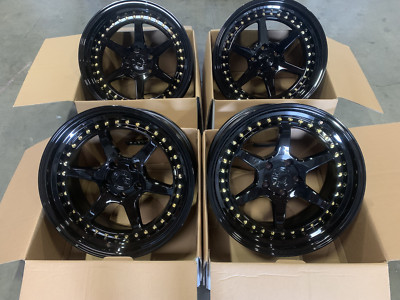 18x9.5 +30 F,  18x10.5 +22 R,  Aodhan DS09  5x114.3  Black Staggered Wheels Set