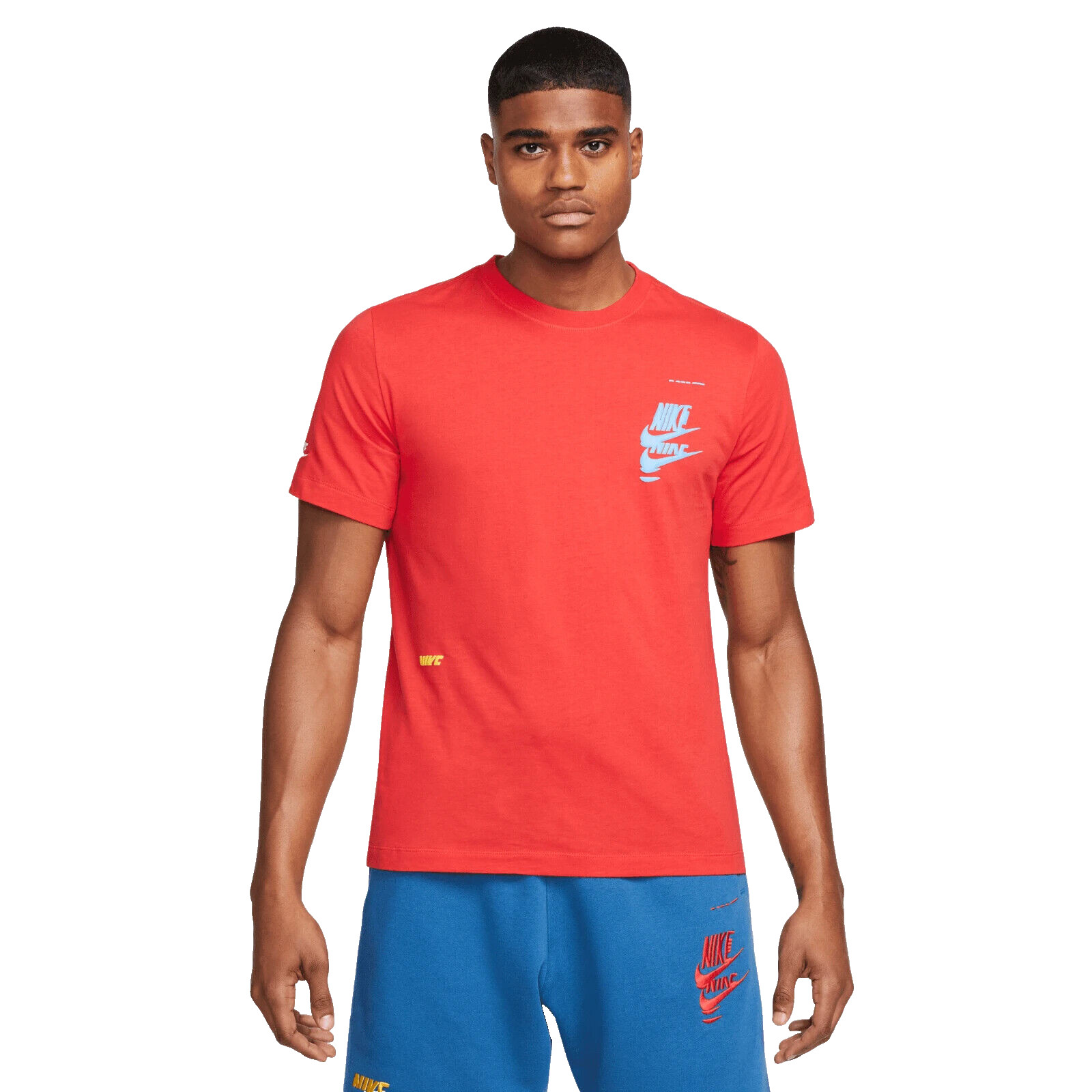 Мужская спортивная футболка Nike Futura Glitch, красная/синяя,разные размеры,DM6379-657