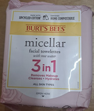 Burt's Bees Micellar 3 In 1 Facial Towelettes w/Rose Water, 30, All Skin Types