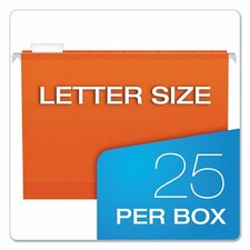 Pendaflex Colored Hanging Folders, Letter Size, 1/5-Cut Tab, Orange, 25/box New
