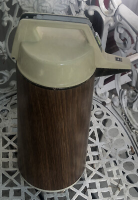 Everest Airpot 1.9L Hot Cold Coffee Tea Dispenser Wood Grain Pattern Japan