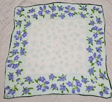 VTG 60s Vera Neumann Scarf 20"Square Silk Blend White Blue Green Berries MCM Mod