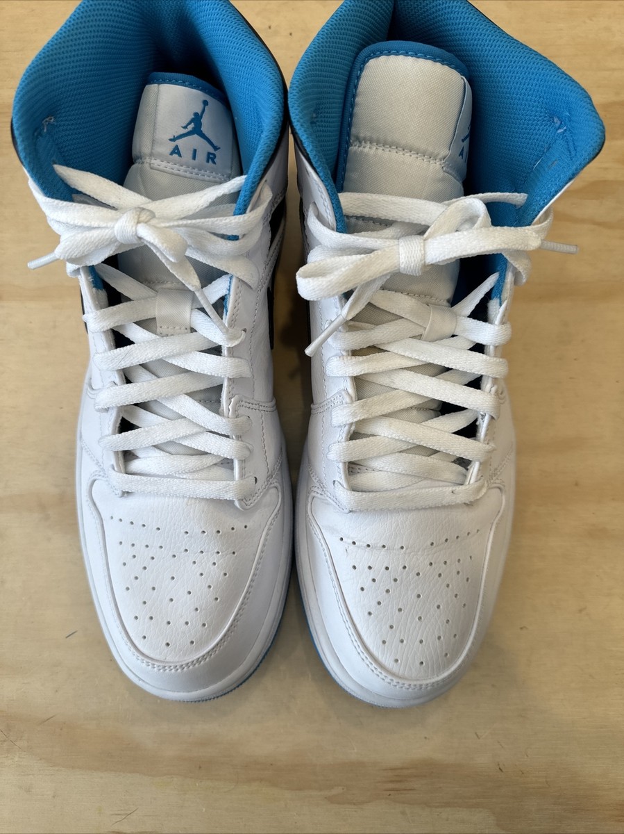 0008 su) Nike Air Jordan 1 One Mid White/Laser Blue 554724