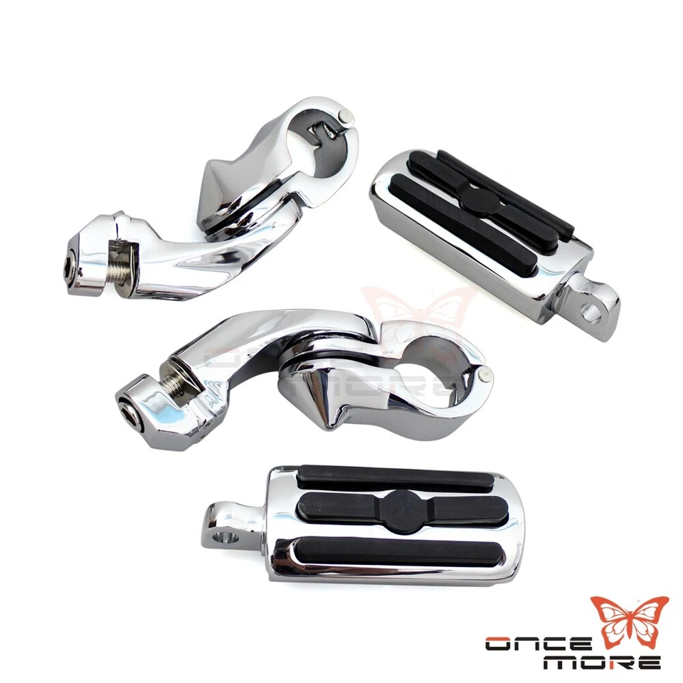 Clavijas de carretera para motocicleta de 1 1/4" reposapiés con abrazaderas de clavija de montaje para Harley Foto 4 de 4