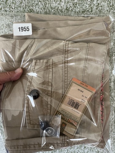Ruff Hewn Pants Womens 12 Khaki Flat Front Cropped Full Leg Chino Casual NWT - Picture 13 of 13