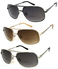 Retro Pilot Bifocal Sunglasses Reading Sun Reader Metal Frame Spring Hinges