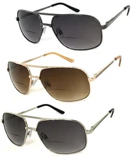 Retro Pilot Bifocal Sunglasses Reading Sun Reader Metal Frame Spring Hinges
