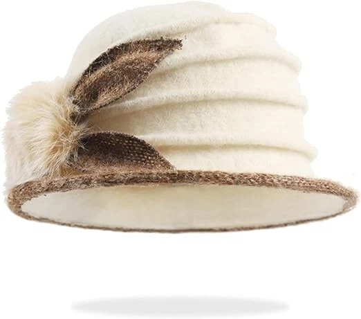 Sombrero cubo de fieltro vintage de lana floral para mujer Sombreros de invierno Foto 2 de 4