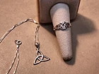 Vintage PSCL 925 Peter Stone Celtic Knot 20" Pendant Necklace & Size 9 Ring
