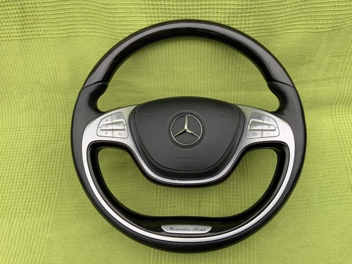 Mercedes S Class W222 AMG Steering Wheel Wooden Leather Paddles Vibro Complete - Picture 5 of 24