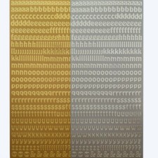 ALPHABET OUTLINE STICKERS Peel Off Craft Card Making Gold / Silver Letters 5mm