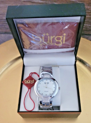 Burgi Watch Set Women's Burgi BUR181 Swarovski Crystal Bracelet Watch NWT  And Box