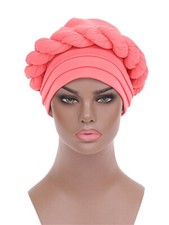 African Auto Gele Headtie Braid Turban Chemo Cap Muslim Hijab Headwrap For Women