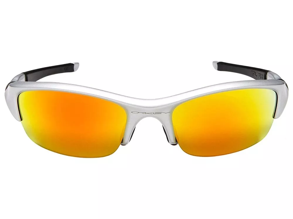 Oakley Flak Jacket Sunglasses 03 884 Silver Fire Iridium eBay