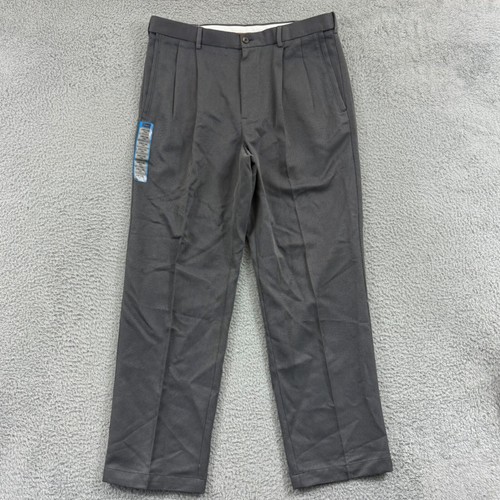 Haggar Cool 18 Performance Wear Hose Herren 34x30 Hose grau Komfort Tic Webart