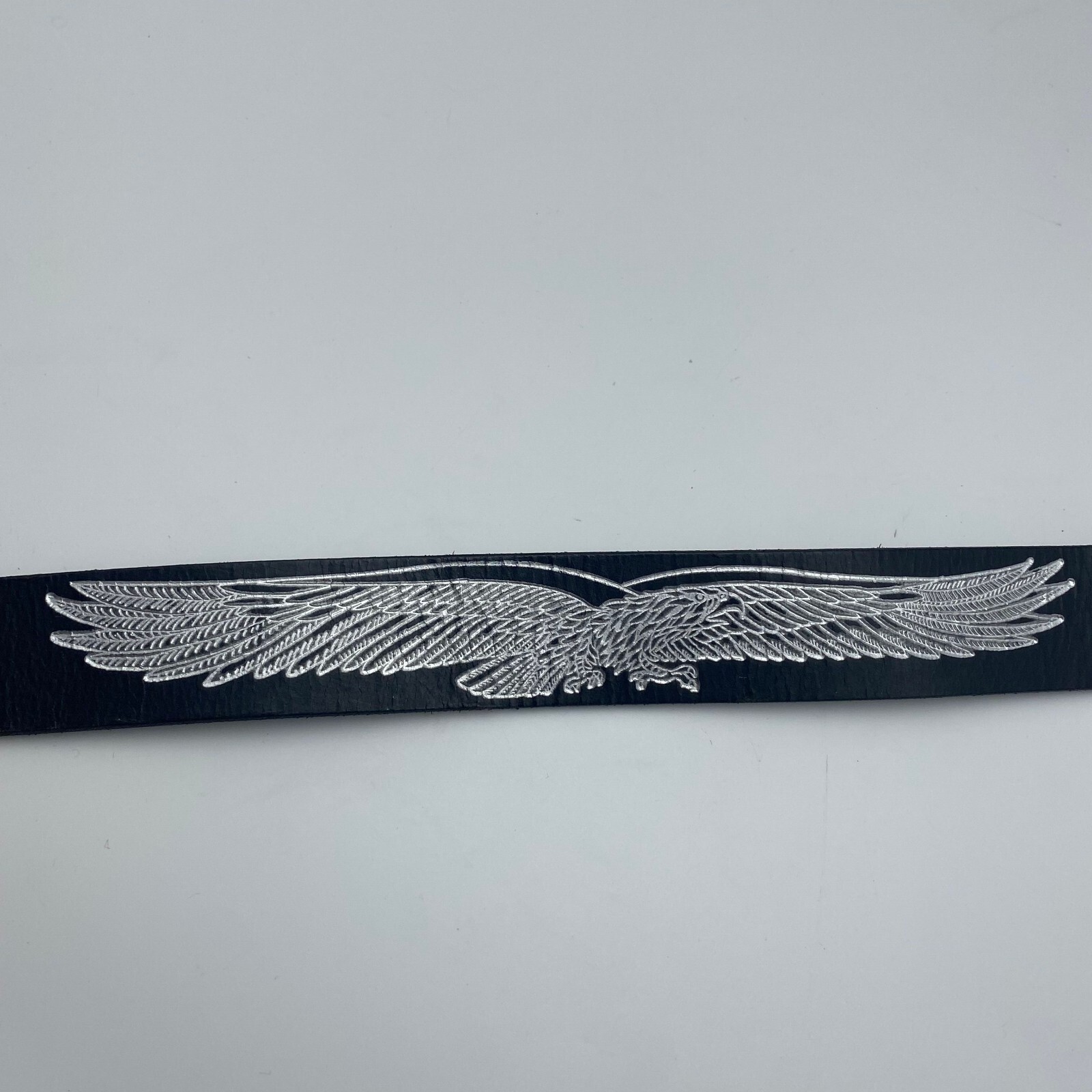 Leather Belt EAGLE Size 46 Black Cuir Veritable Made in Canada Biker Punk Goth-image