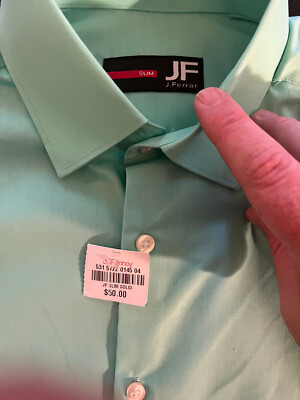 J Ferrar new w tags key lime green button up casual shirt $50 price 14/14.5
