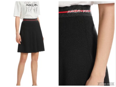 MarcCain Rethink Together Mini Skirt Knitted Black Pull On Elastic Waist 5 US 10