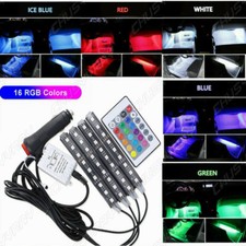 4X RGB 36-LED Lights Strip Car Interior Footwell Lamps Remote Control