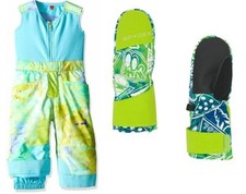 New Spyder Set Kids Bitsy Sweetart Bib Snowpants  Cubby Mittens, Size 3T NWT
