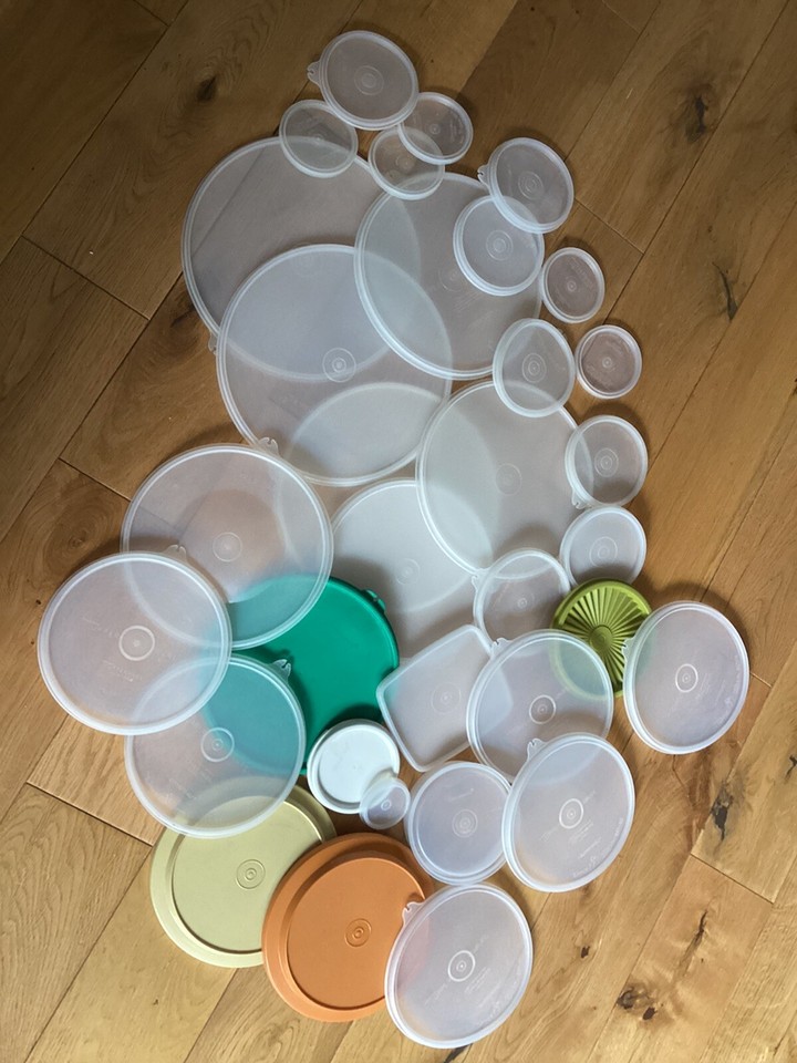 VINTAGE TUPPERWARE BUNDLE Spare Lid Bundle round Square x 33 Job Lot eBay