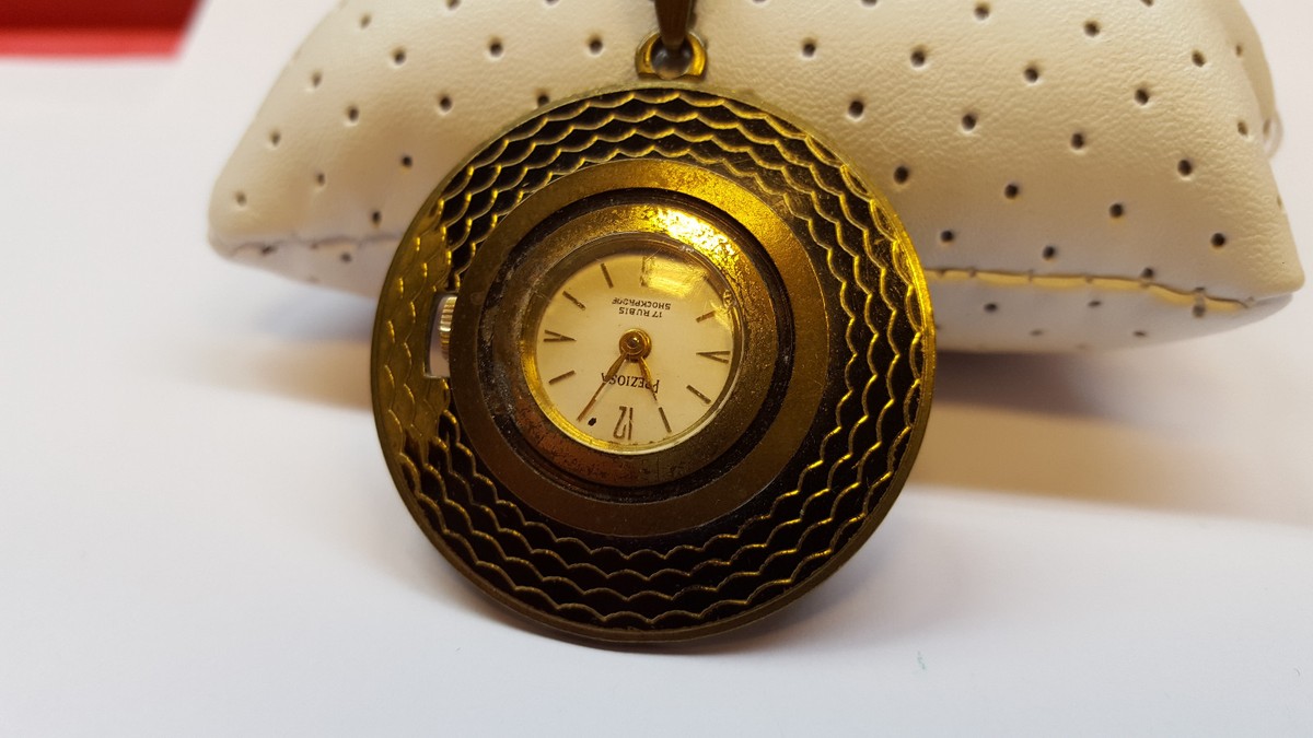 Montre De Poche Preziosa à Remontage Manuel - Plaquée Or - 17 Rubis - Antichoc - Occasion Vintage