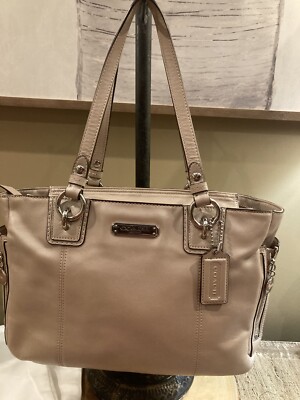 Coach Designer Gallery Putty Leather Zip North South Tote Bag Purse - $378