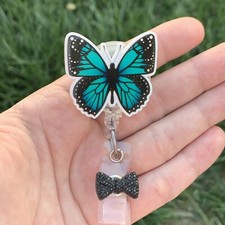 Teal Black Butterfly Nurse Badge Holder/Reel ID Card Holder Medical Nurse RN