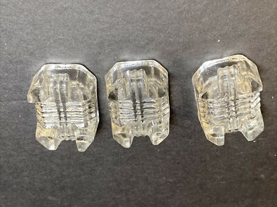 Salt Cellars Lot of 3 Clear Cut Glass Open Dip Dish Footed Rectangle 1.5''x2''x1''
