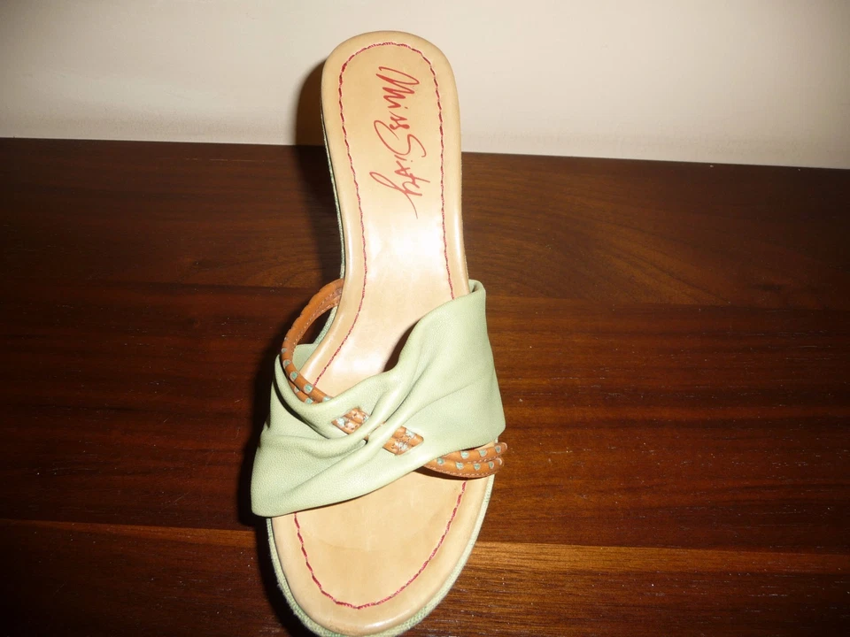 Sandalias MISS SIXTY Cuero Plataforma Verde Cuñas Zapatos Talla 6 Foto 4 de 4