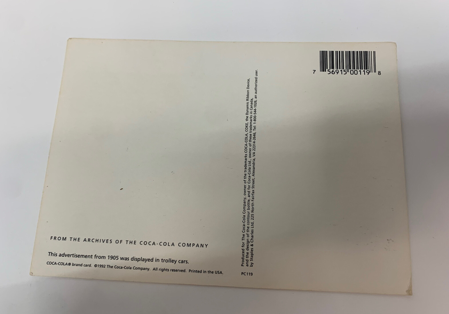 Trolley Car Advertisement Archives of The Coca Cola Company Postcard Unused