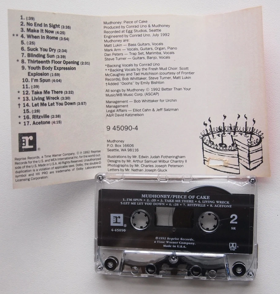 MUDHONEY - PIECE OF CAKE (REPRISE 9450904) 1992 USA CASSETTE TAPE GRUNGE ALT - Image 4 of 4