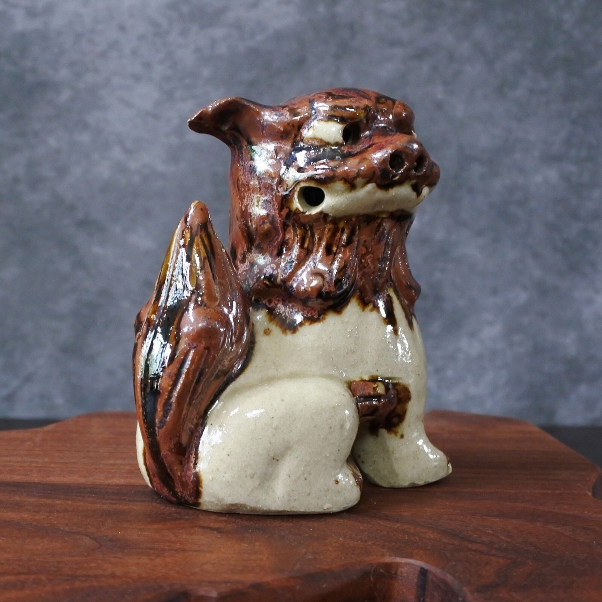 Vintage 70s Japanese Art Pottery Okinawa Shisa Lion Dog Figurine