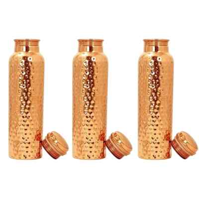 Traveller's 100% Pure Copper Trinkflasche 3er Set Yoga Ayurveda Health Benefi