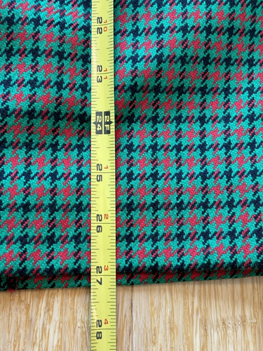 Vintage Carlisle Green Red Black Houndstooth Wool Pleated Pencil Skirt Womens 10 - Picture 8 of 8