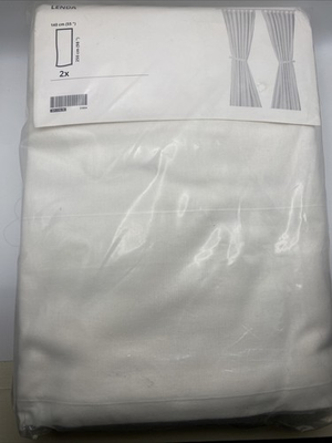 #ad Ikea Lenda Curtains 55”x 98” Off White Cotton 2 Panel Tab Top Curtains Window $79.99