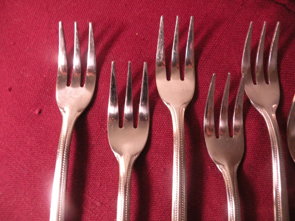 Set Of 7 Rogers Stanley Roberts Cocktail Forks Landscape Stainless Steel 5 5/8" - Image 2 of 4