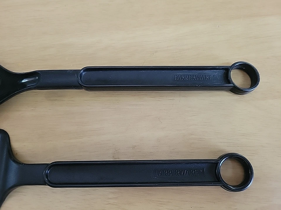 "Espátula giratoria de nailon negra vintage Farberware y cuchara ranurada 12""" Foto 4 de 4