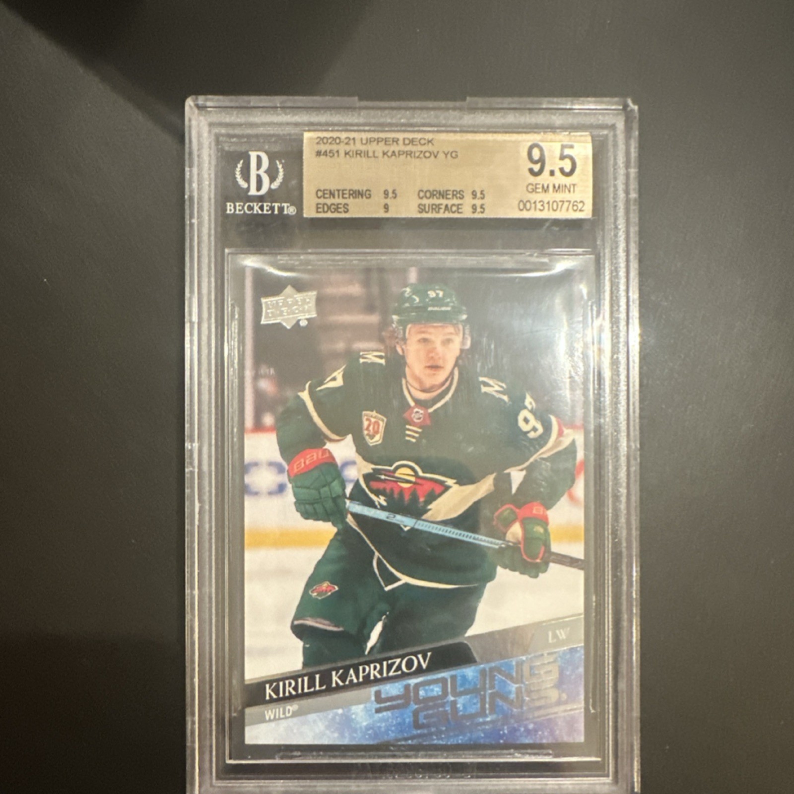 2020-21 Upper Deck Series 2 Kirill Kaprizov Young Guns #451 BGS 9.5 Wild