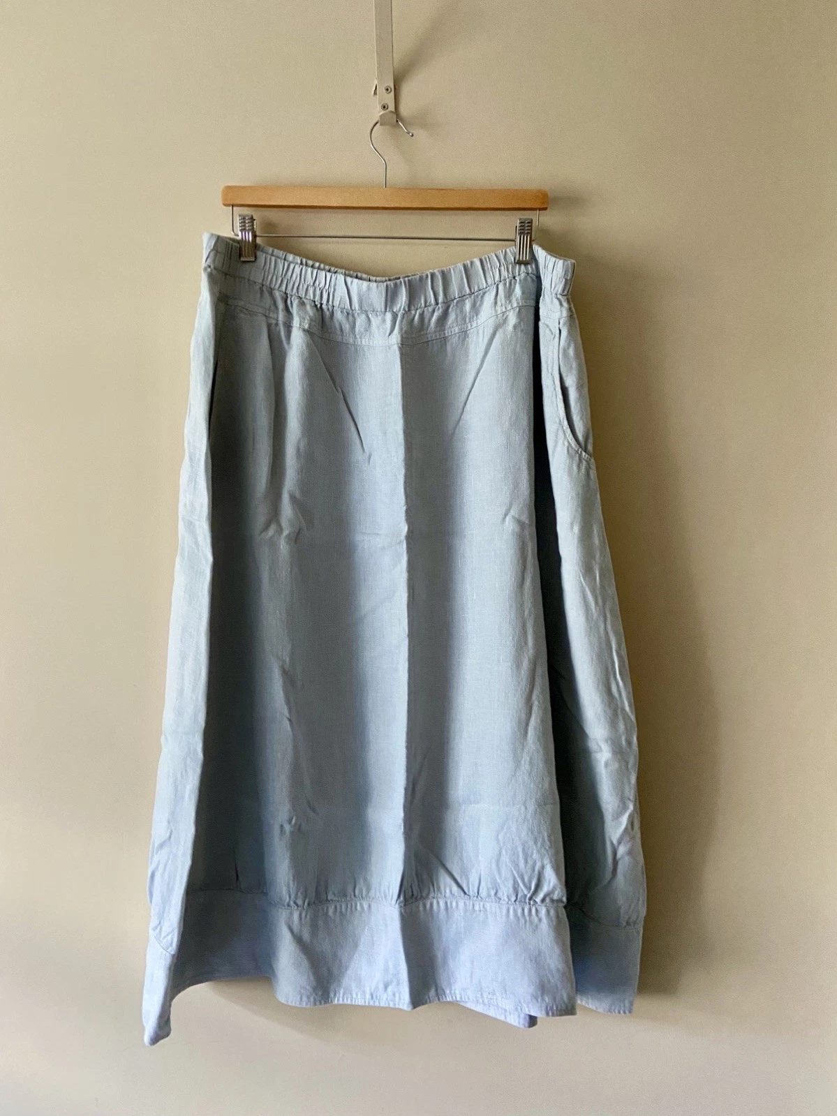 Grizas Skirt Size XXL Midi Linen Lagenlook Grey Relaxed Casual 2XL Elasticated