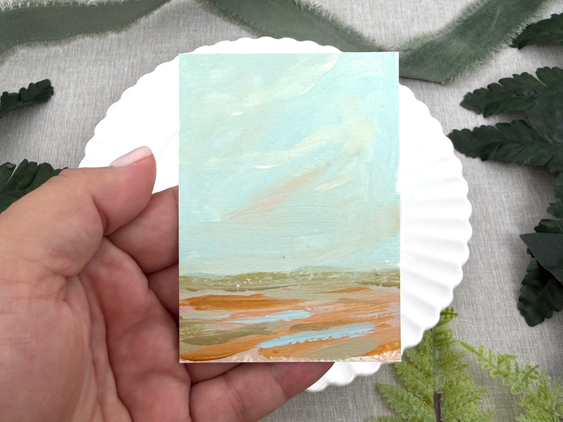 Original Painting ACEO Prairie Study No. 013, 2.5x3.5 Landscape Abstract Neutral