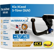ANHÄNGERKUPPLUNG vert. abnehmbar für Kia XCeed ab 19 +13pol E-Satz ABE