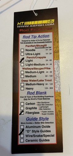 2 HT Ice Fishing Rod & Reel Light Fiberglass D Style Guides 24” New - Picture 2 of 3