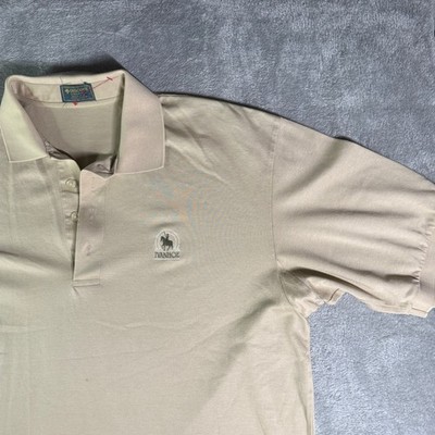 Descente Polo Shirt Mens XL Tan Short Sleeve Ivanhoe Logo Made in Japan
